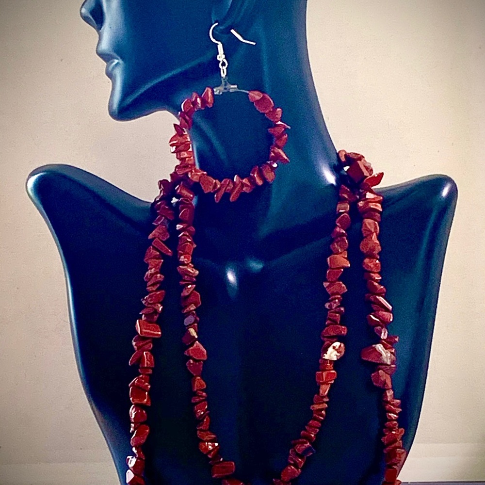 Red Jasper Earring and Necklace set